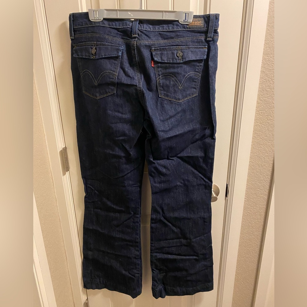 Levis Jeans 14 M Ultimate Lift 544 Flare Leg Dark Blue Denim Stretch Irregular